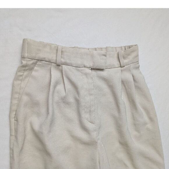 H&M Pants Womens Size 4 High Rise Pleated Straight Leg Khaki Pockets Preppy‎ - Picture 4 of 11